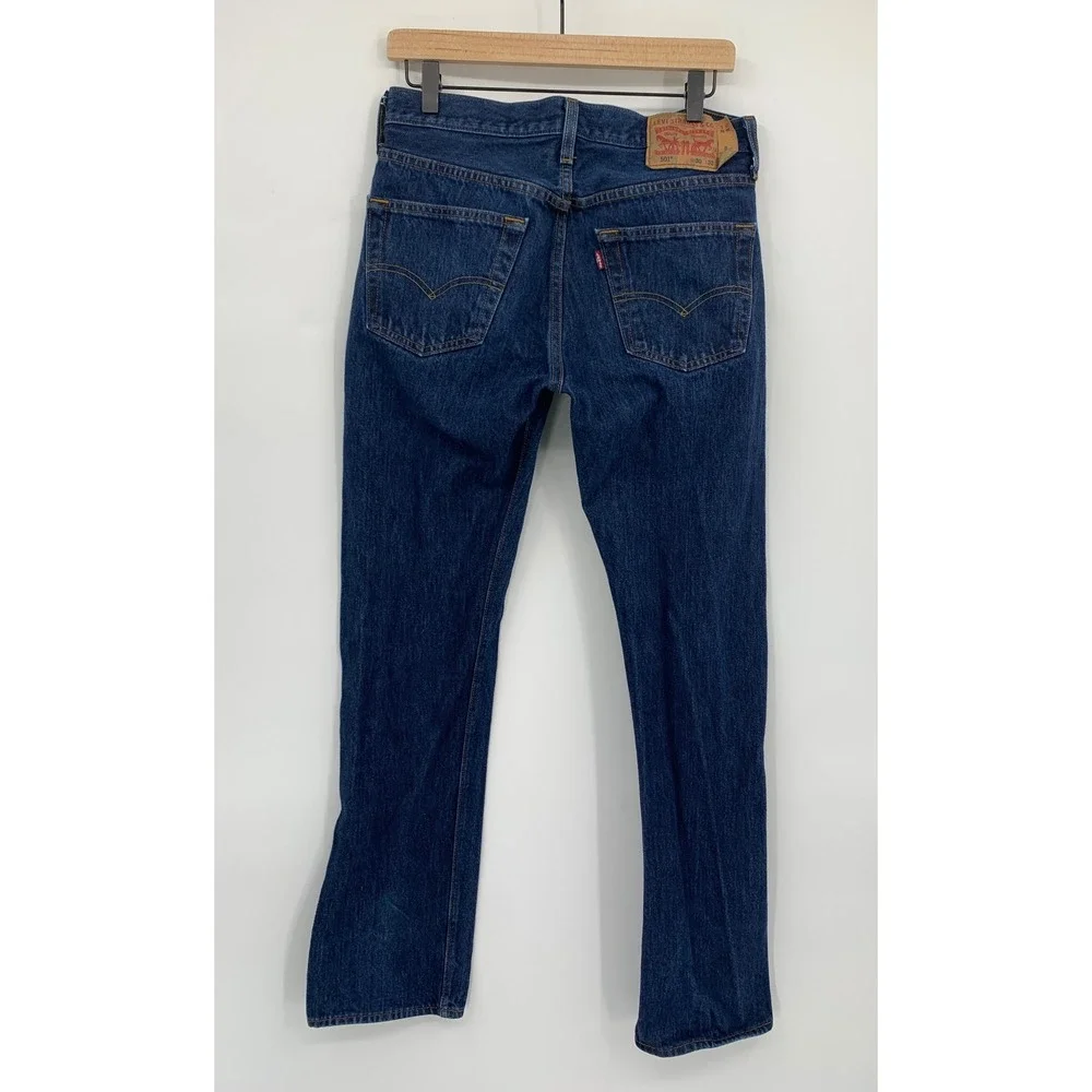 Levis 501 Jeans Mens 30x32 Blue Button Fly Straight Leg Dark Wash Denim Pants
